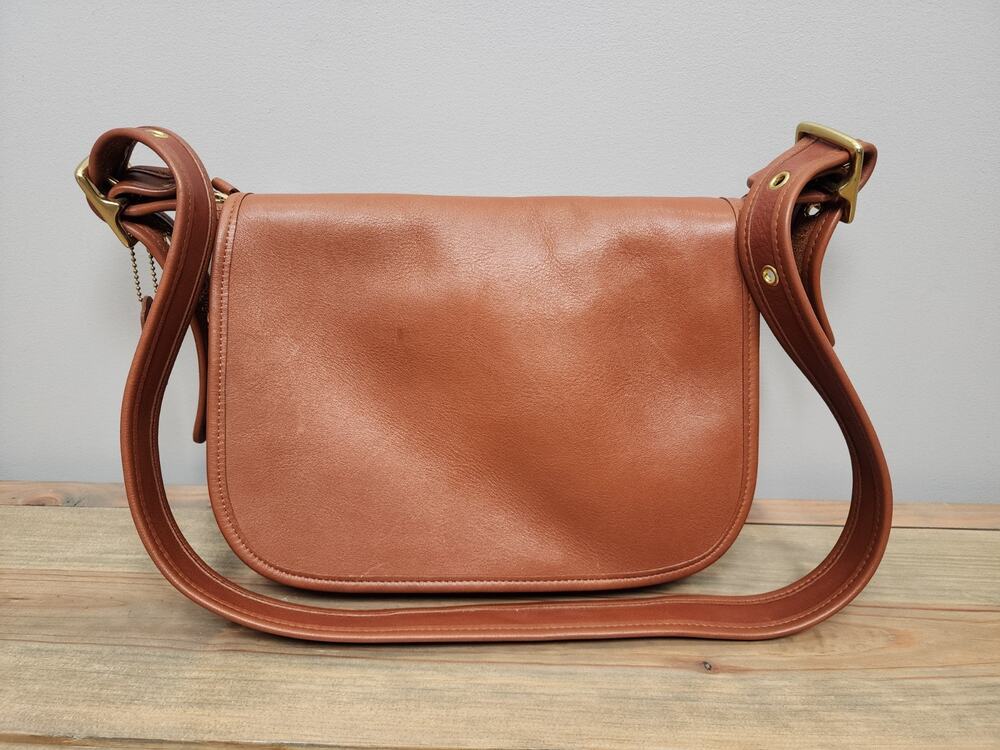Vintage Coach 1990's Patricia Legacy Flap Crossbody Bag British Tan 9951 USA